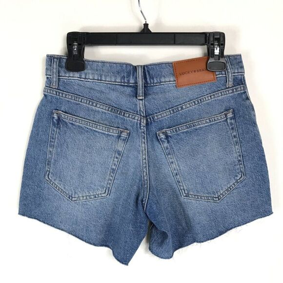 Lucky Brand 90s Midi Short Women's Size 2/26 Stretch Denim Raw Hem High Rise - Picture 2 of 10
